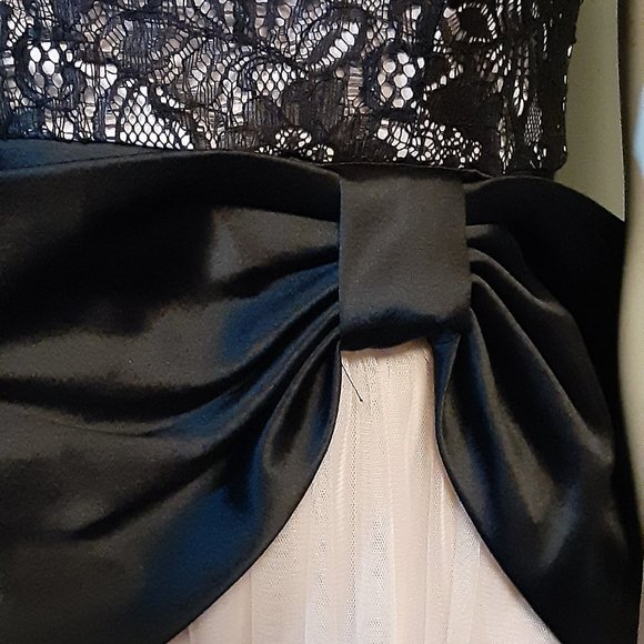 Mystic Woman's Gorgeous Party Dress in Blush and Black with tule Overlay and Bow - Picture 2 of 9